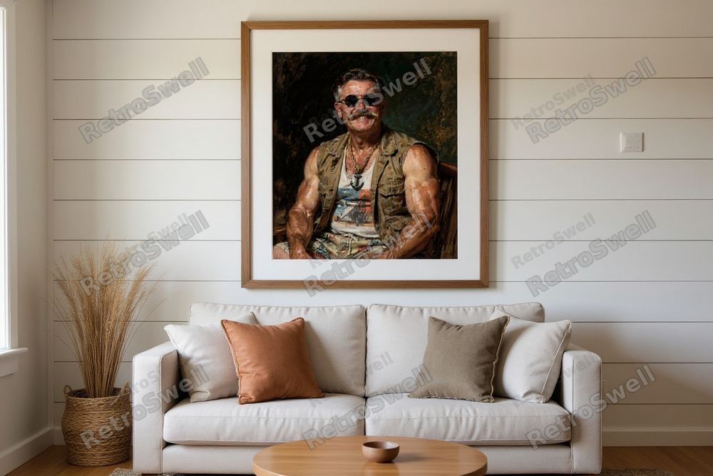 Teddy Roosevelt Surfer Oil Painting — room mockup