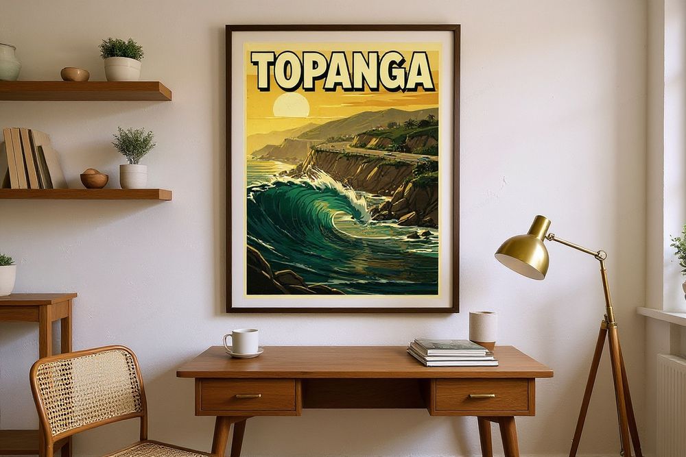 Topanga Beach Surf Poster — room mockup
