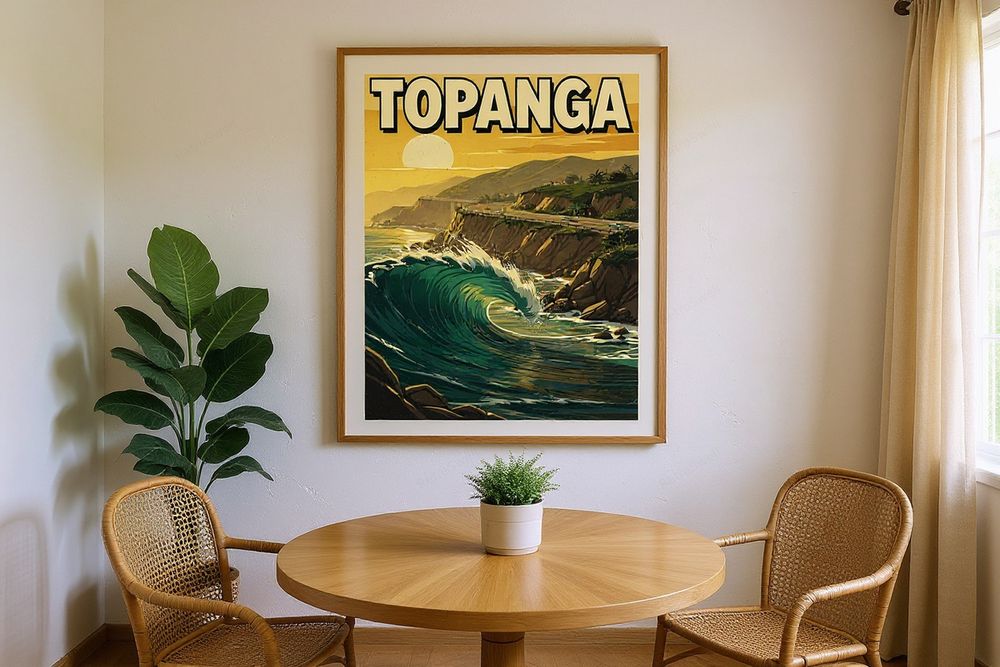 Topanga Beach Surf Poster — room mockup