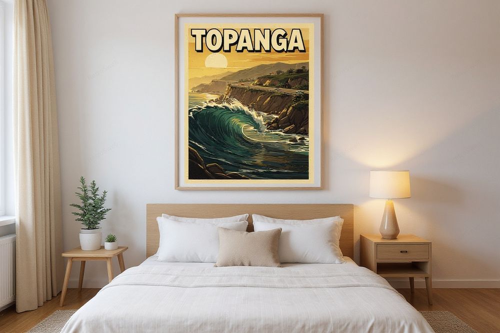 Topanga Beach Surf Poster — room mockup