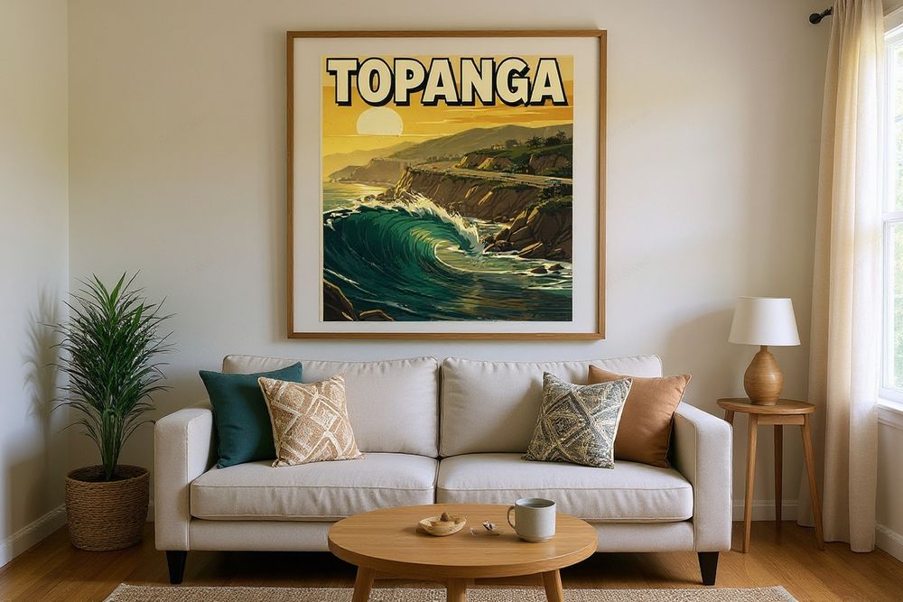 Topanga Beach Surf Poster — room mockup