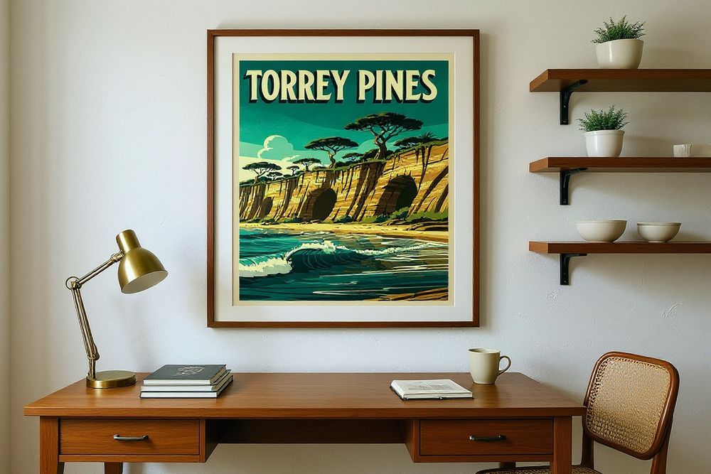 Torrey Pines Surf Poster — room mockup