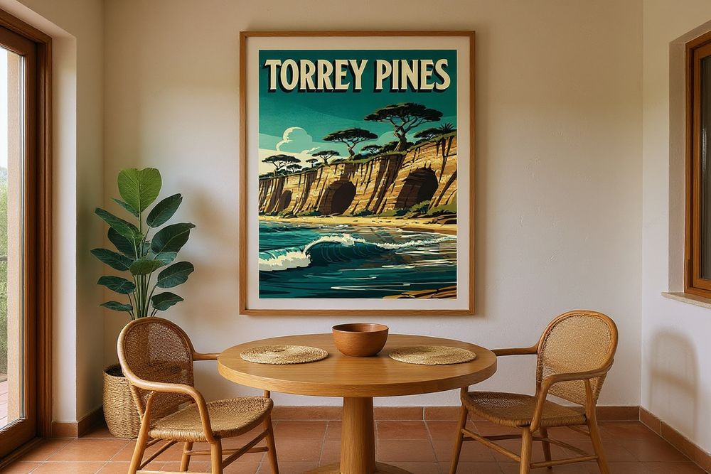 Torrey Pines Surf Poster — room mockup