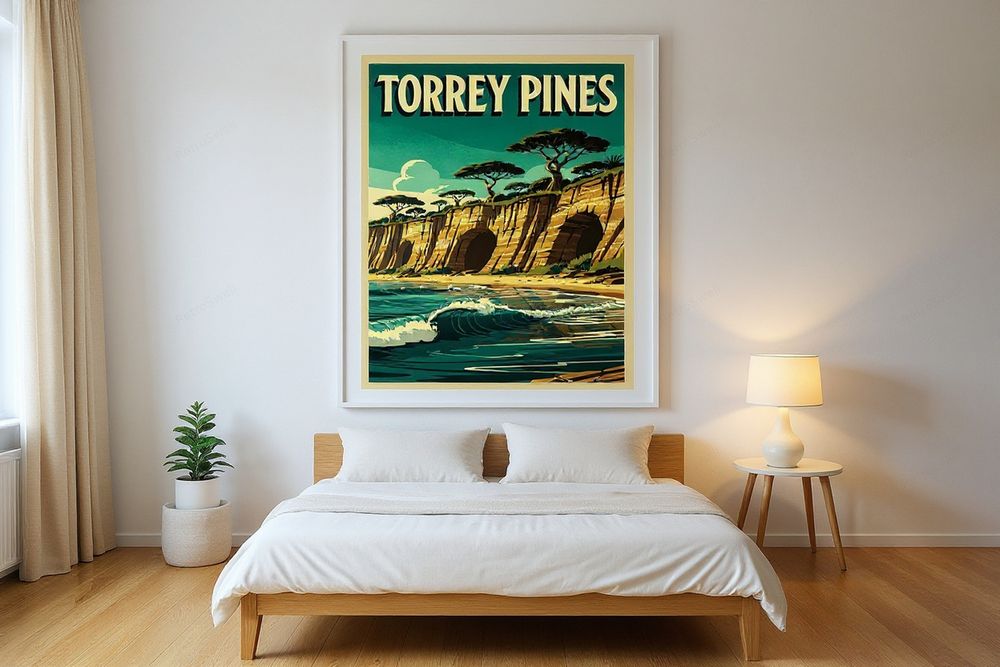Torrey Pines Surf Poster — room mockup