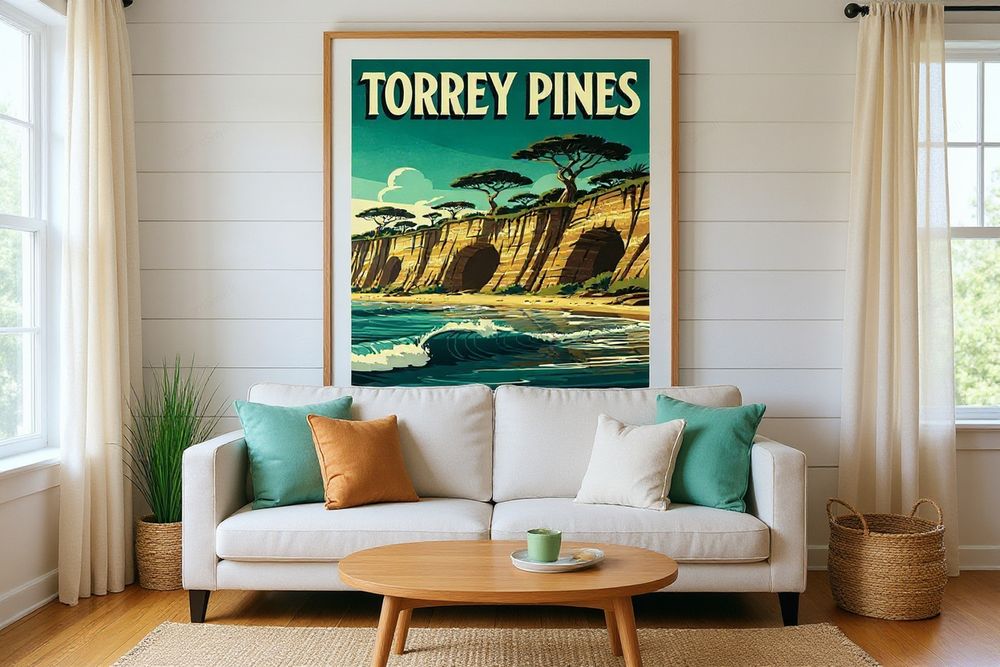 Torrey Pines Surf Poster — room mockup