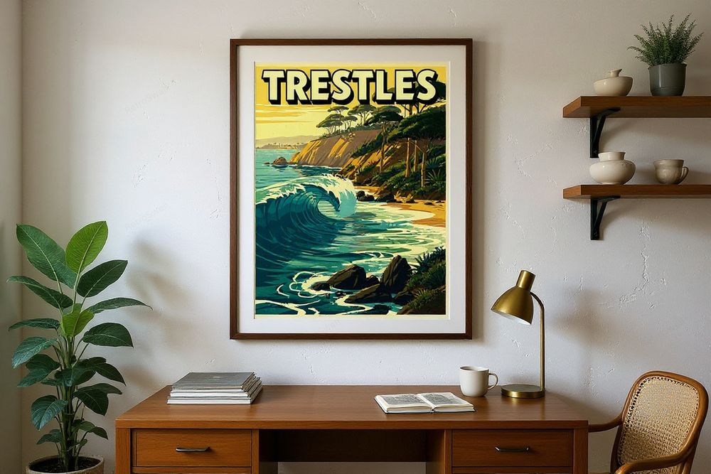 Trestles California Surf Poster — room mockup