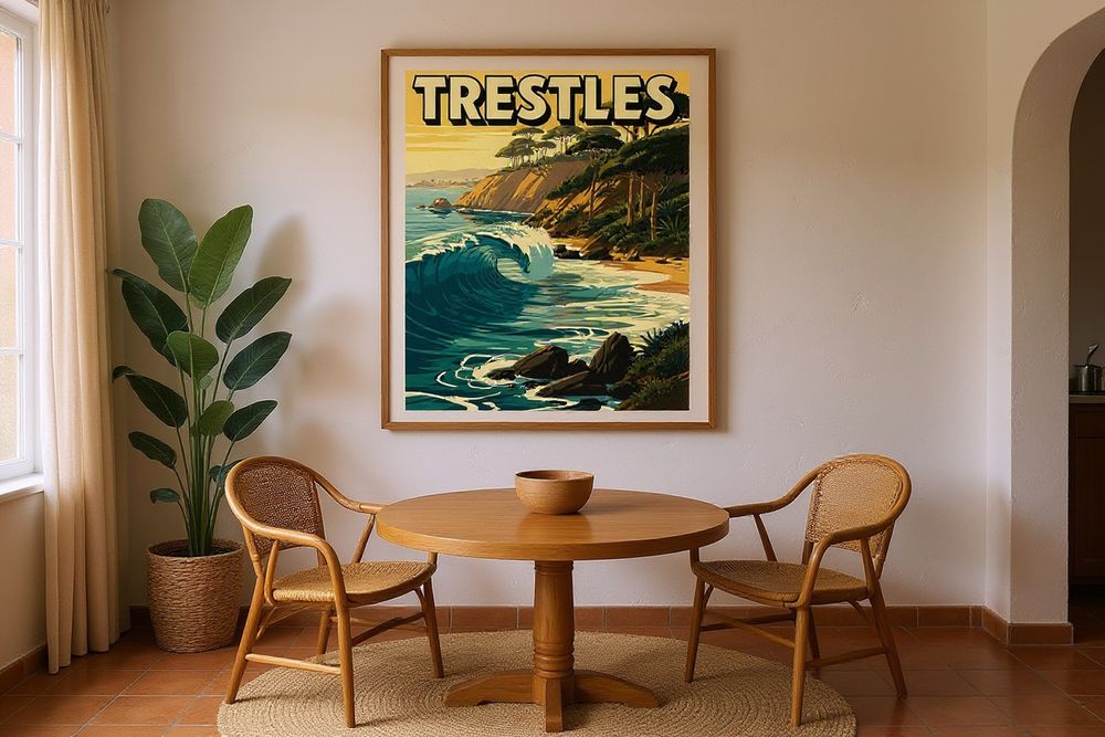 Trestles California Surf Poster — room mockup
