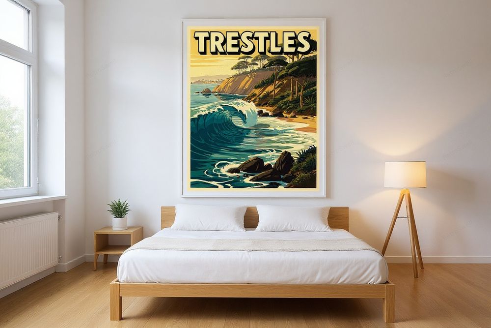 Trestles California Surf Poster — room mockup