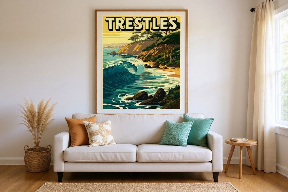 Trestles California Surf Poster — room mockup
