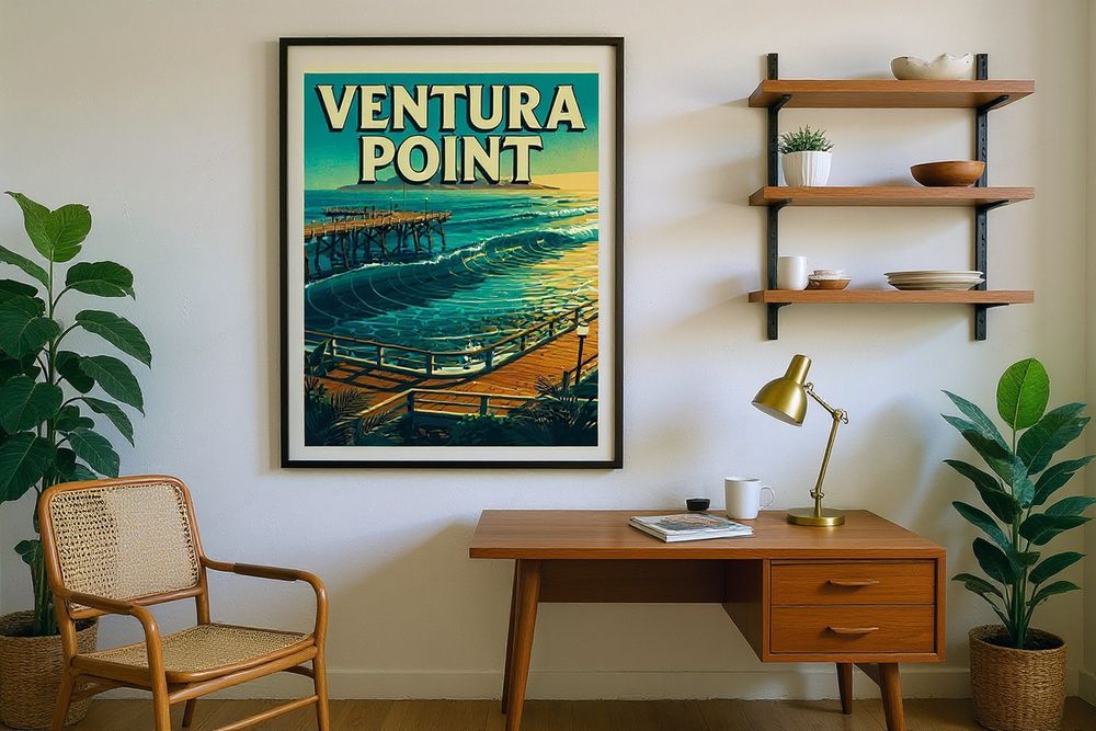 Ventura Point Surf Poster — room mockup