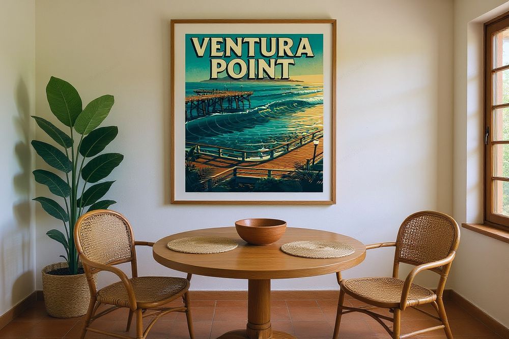 Ventura Point Surf Poster — room mockup