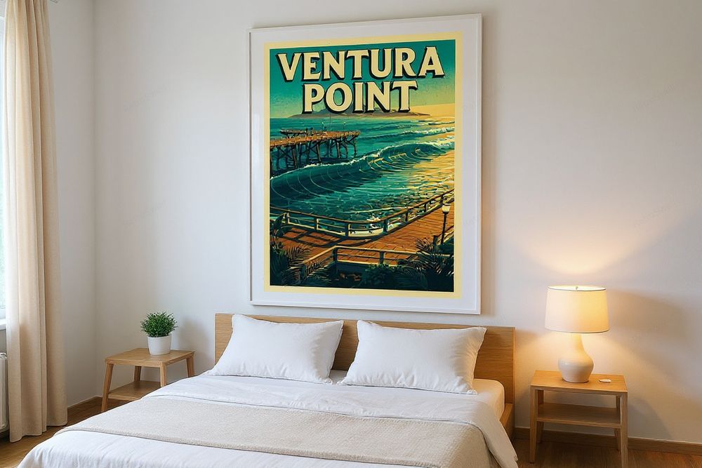 Ventura Point Surf Poster — room mockup