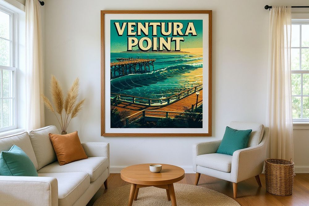 Ventura Point Surf Poster — room mockup