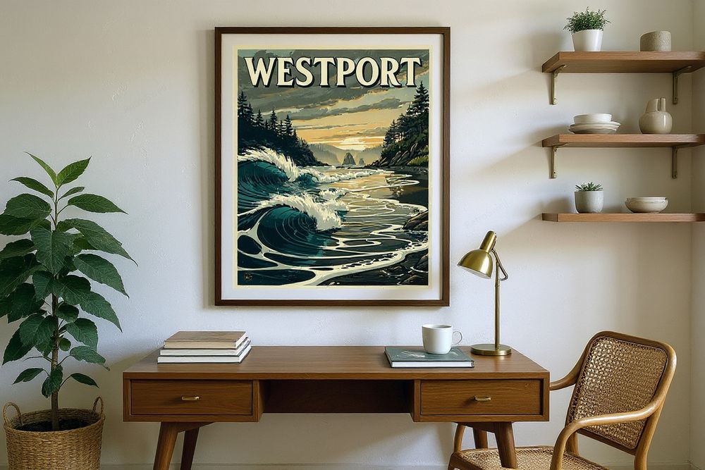 Westport Surf Poster — room mockup