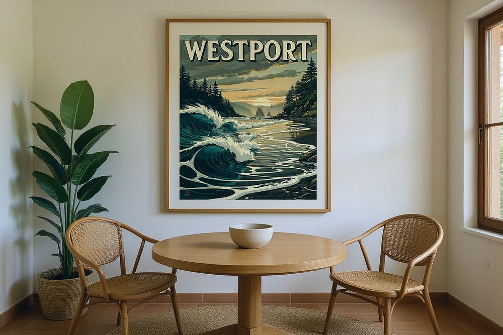 Westport Surf Poster — room mockup