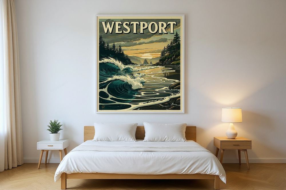 Westport Surf Poster — room mockup