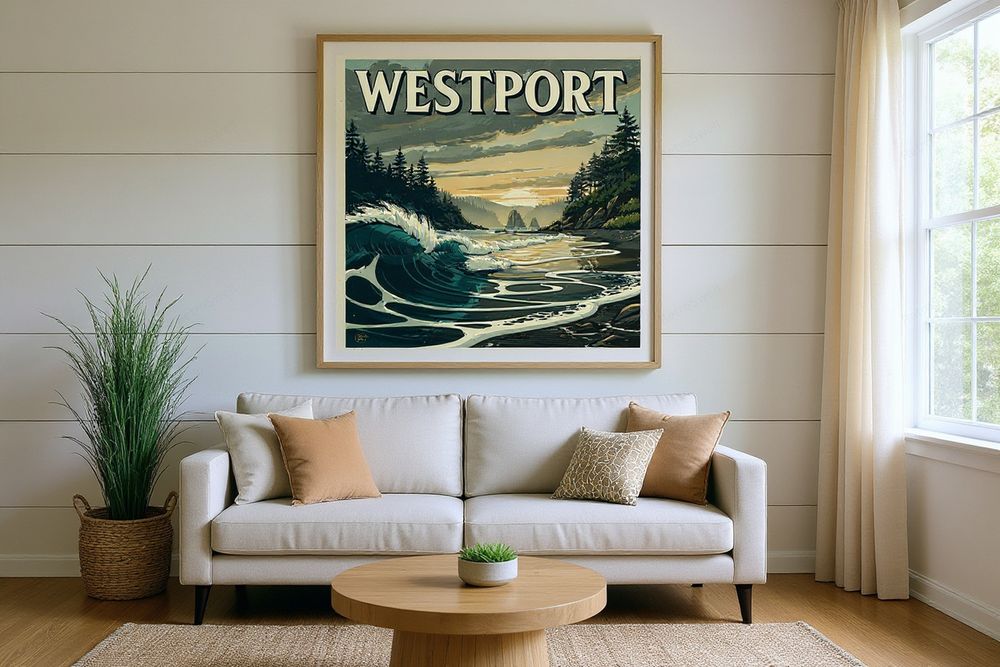 Westport Surf Poster — room mockup