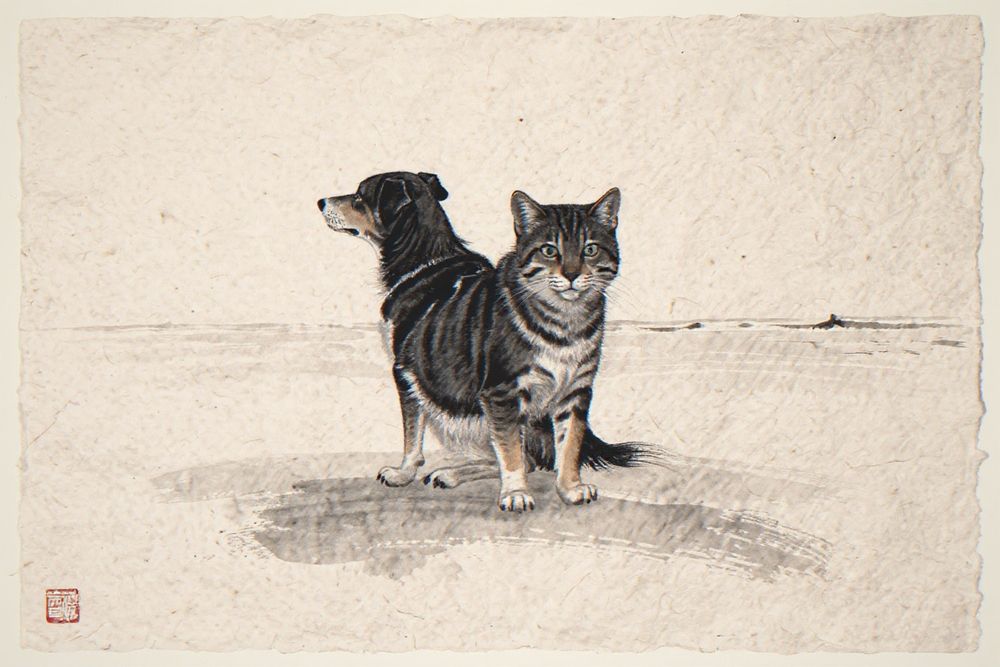 Xieyi Ink Dog Ocean Print