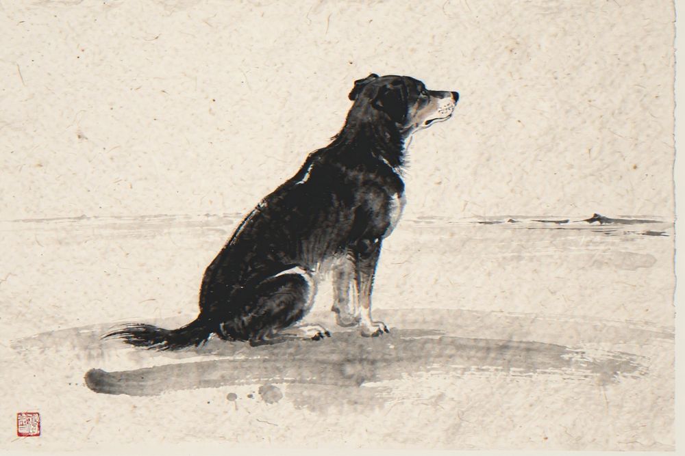 Xieyi Ink Dog Ocean Print — room mockup