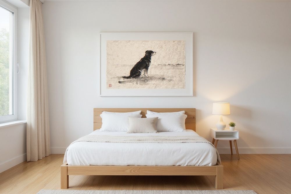 Xieyi Ink Dog Ocean Print — room mockup