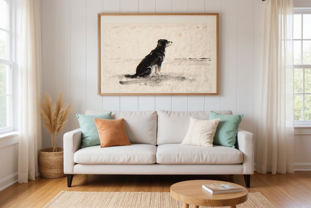 Xieyi Ink Dog Ocean Print — room mockup