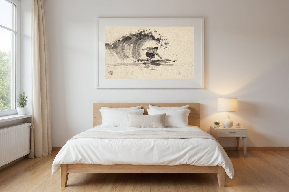 Xieyi Ink Surfer Cutback Print — room mockup