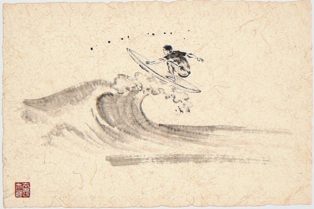 Xieyi Ink Surfer Print — room mockup