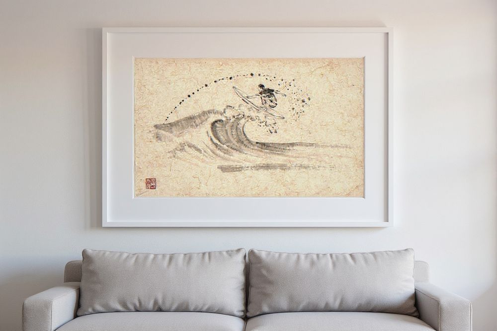Xieyi Ink Surfer Print — room mockup