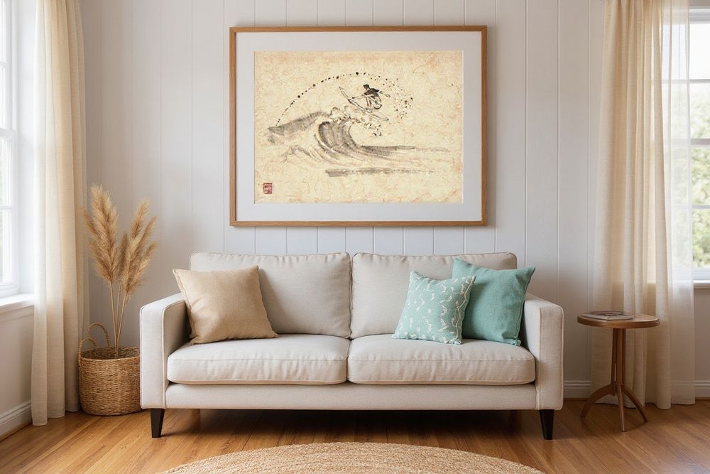 Xieyi Ink Surfer Print — room mockup